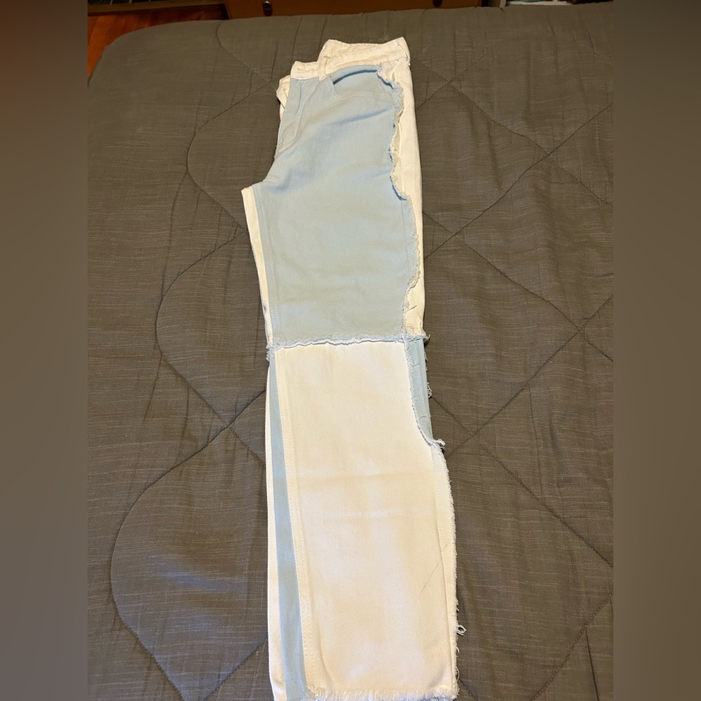 shein patched worked flare jeans
